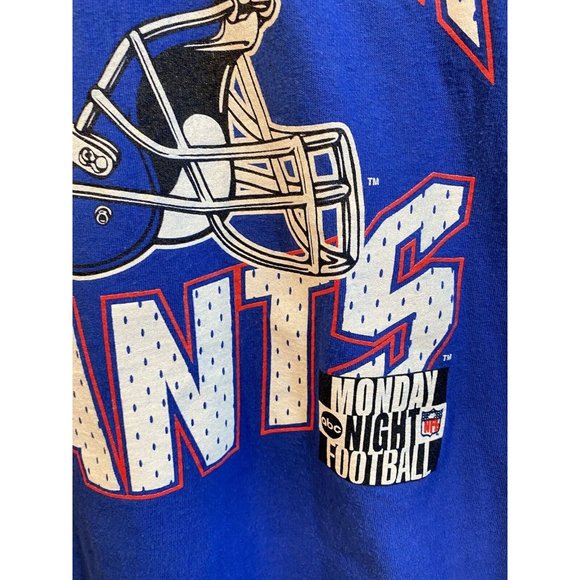 Vintage 1995 New York Giants ABC Monday Night Football Blue Short Slv Shirt XL - Picture 4 of 5